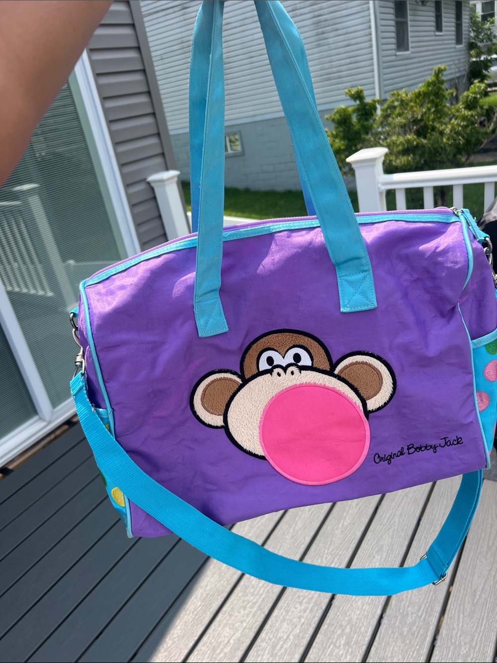 Original Bobby Jack Purple & Turquoise Monkey Tote Bag